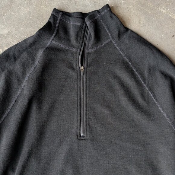 Ibex Black Merino Wool Knit 1/4 Zip Sweater large - Picture 2 of 7